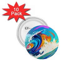 Tsunami Waves Ocean Sea Nautical Nature Water Art 1 75  Buttons (10 Pack) by Jancukart