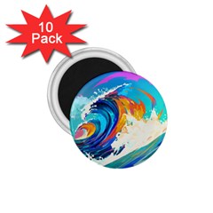 Tsunami Waves Ocean Sea Nautical Nature Water Art 1.75  Magnets (10 pack) 