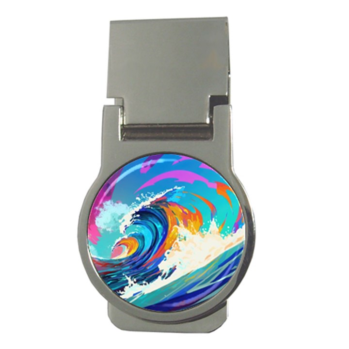 Tsunami Waves Ocean Sea Nautical Nature Water Art Money Clips (Round) 