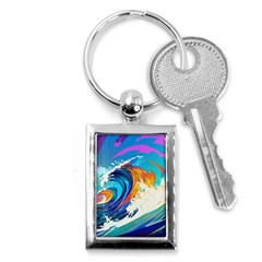 Tsunami Waves Ocean Sea Nautical Nature Water Art Key Chain (Rectangle)