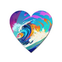 Tsunami Waves Ocean Sea Nautical Nature Water Art Heart Magnet by Jancukart