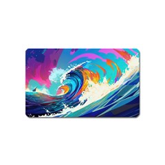 Tsunami Waves Ocean Sea Nautical Nature Water Art Magnet (name Card) by Jancukart