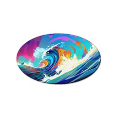 Tsunami Waves Ocean Sea Nautical Nature Water Art Sticker Oval (10 Pack) by Jancukart