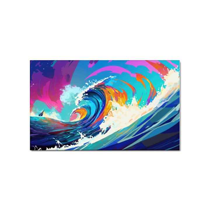 Tsunami Waves Ocean Sea Nautical Nature Water Art Sticker Rectangular (100 pack)