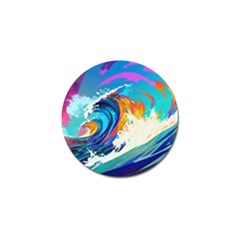 Tsunami Waves Ocean Sea Nautical Nature Water Art Golf Ball Marker by Jancukart