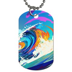 Tsunami Waves Ocean Sea Nautical Nature Water Art Dog Tag (Two Sides)