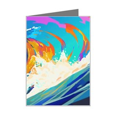 Tsunami Waves Ocean Sea Nautical Nature Water Art Mini Greeting Card