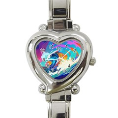 Tsunami Waves Ocean Sea Nautical Nature Water Art Heart Italian Charm Watch by Jancukart