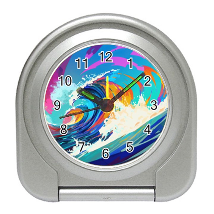 Tsunami Waves Ocean Sea Nautical Nature Water Art Travel Alarm Clock