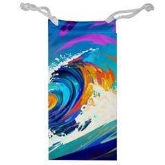 Tsunami Waves Ocean Sea Nautical Nature Water Art Jewelry Bag by Jancukart