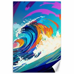 Tsunami Waves Ocean Sea Nautical Nature Water Art Canvas 24  X 36 