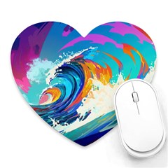 Tsunami Waves Ocean Sea Nautical Nature Water Art Heart Mousepad