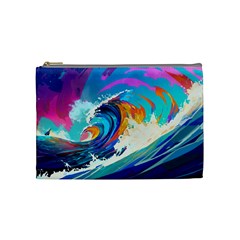 Tsunami Waves Ocean Sea Nautical Nature Water Art Cosmetic Bag (medium) by Jancukart