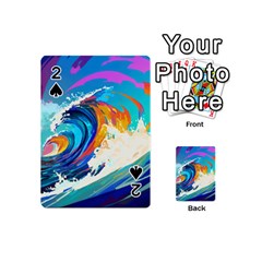 Tsunami Waves Ocean Sea Nautical Nature Water Art Playing Cards 54 Designs (mini) by Jancukart