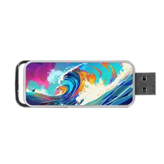 Tsunami Waves Ocean Sea Nautical Nature Water Art Portable Usb Flash (one Side)