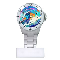 Tsunami Waves Ocean Sea Nautical Nature Water Art Plastic Nurses Watch by Jancukart