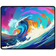 Tsunami Waves Ocean Sea Nautical Nature Water Art Two Sides Fleece Blanket (Medium)