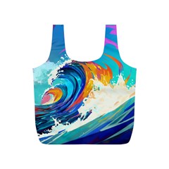 Tsunami Waves Ocean Sea Nautical Nature Water Art Full Print Recycle Bag (s) by Jancukart