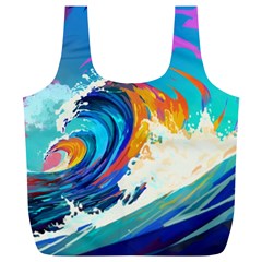 Tsunami Waves Ocean Sea Nautical Nature Water Art Full Print Recycle Bag (xl) by Jancukart