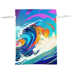 Tsunami Waves Ocean Sea Nautical Nature Water Art Lightweight Drawstring Pouch (xl) by Jancukart