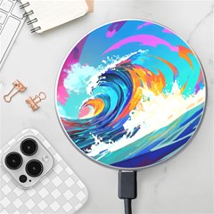 Tsunami Waves Ocean Sea Nautical Nature Water Art Wireless Fast Charger(white) by Jancukart