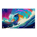 Tsunami Waves Ocean Sea Nautical Nature Water Art Banner and Sign 5  x 3  Front