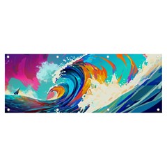 Tsunami Waves Ocean Sea Nautical Nature Water Art Banner And Sign 8  X 3  by Jancukart