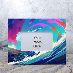 Tsunami Waves Ocean Sea Nautical Nature Water Art White Tabletop Photo Frame 4 x6  by Jancukart