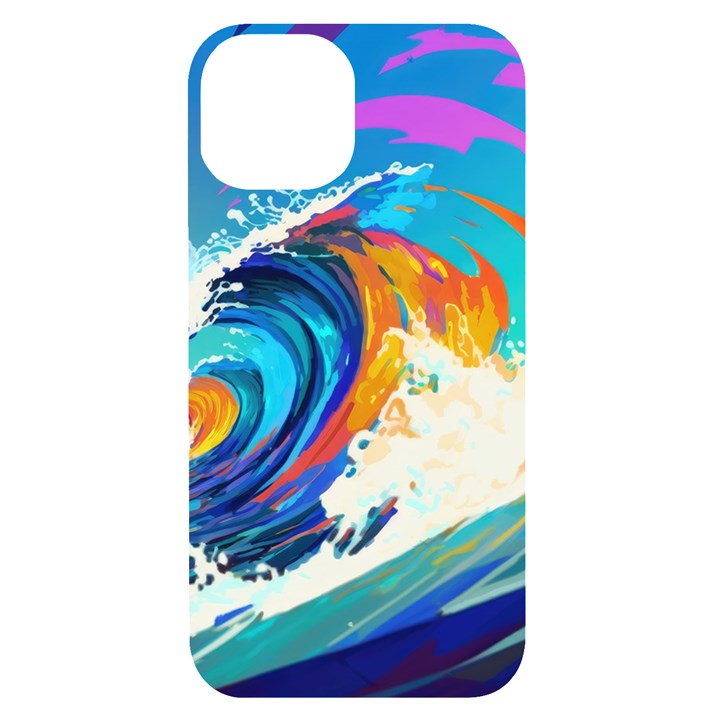 Tsunami Waves Ocean Sea Nautical Nature Water Art iPhone 14 Black UV Print Case