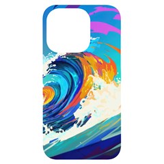 Tsunami Waves Ocean Sea Nautical Nature Water Art Iphone 14 Pro Black Uv Print Case by Jancukart