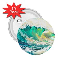 Waves Ocean Sea Tsunami Nautical 90 2 25  Buttons (10 Pack)  by Jancukart