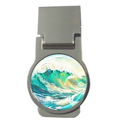 Waves Ocean Sea Tsunami Nautical 90 Money Clips (round)  by Jancukart