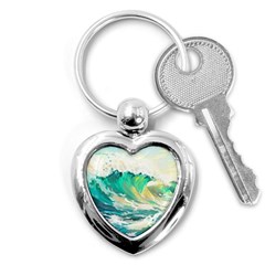 Waves Ocean Sea Tsunami Nautical 90 Key Chain (heart)