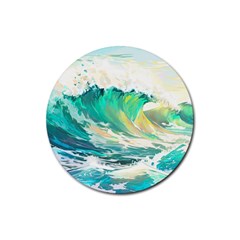 Waves Ocean Sea Tsunami Nautical 90 Rubber Coaster (round)