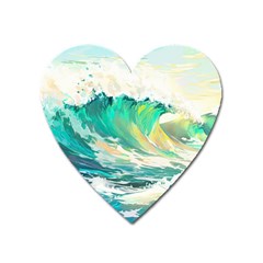 Waves Ocean Sea Tsunami Nautical 90 Heart Magnet by Jancukart