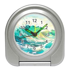 Waves Ocean Sea Tsunami Nautical 90 Travel Alarm Clock by Jancukart