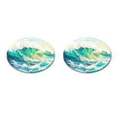 Waves Ocean Sea Tsunami Nautical 90 Cufflinks (oval)