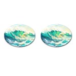 Waves Ocean Sea Tsunami Nautical 90 Cufflinks (Oval) Front(Pair)