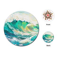 Waves Ocean Sea Tsunami Nautical 90 Playing Cards Single Design (round) by Jancukart