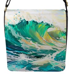 Waves Ocean Sea Tsunami Nautical 90 Flap Closure Messenger Bag (s) by Jancukart