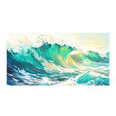 Waves Ocean Sea Tsunami Nautical 90 Satin Wrap 35  X 70  by Jancukart