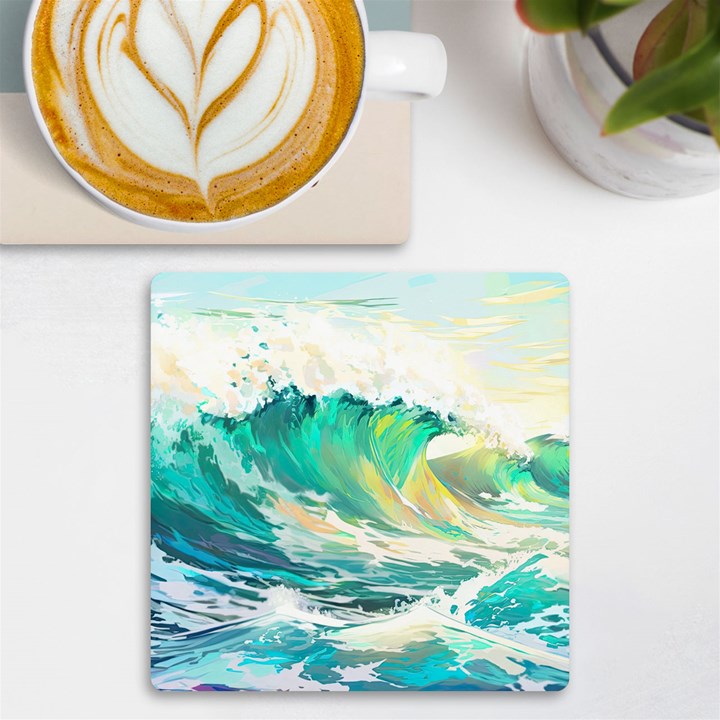 Waves Ocean Sea Tsunami Nautical 90 UV Print Square Tile Coaster 