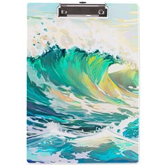 Waves Ocean Sea Tsunami Nautical 90 A4 Acrylic Clipboard by Jancukart