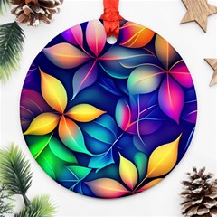 Ai Generated Artwork Leaves Nature Pattern Ornament (round)