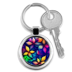 Ai Generated Artwork Leaves Nature Pattern Key Chain (round)