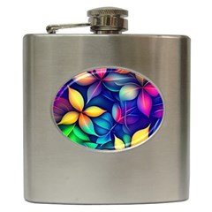 Ai Generated Artwork Leaves Nature Pattern Hip Flask (6 Oz) by Jancukart