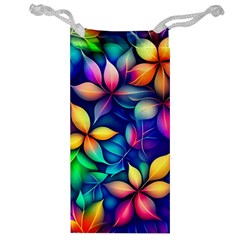 Ai Generated Artwork Leaves Nature Pattern Jewelry Bag by Jancukart