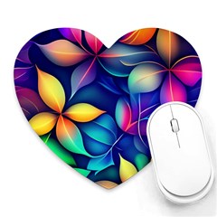 Ai Generated Artwork Leaves Nature Pattern Heart Mousepad by Jancukart