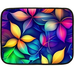 Ai Generated Artwork Leaves Nature Pattern Two Sides Fleece Blanket (mini)