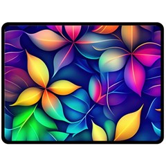 Ai Generated Artwork Leaves Nature Pattern Fleece Blanket (large)